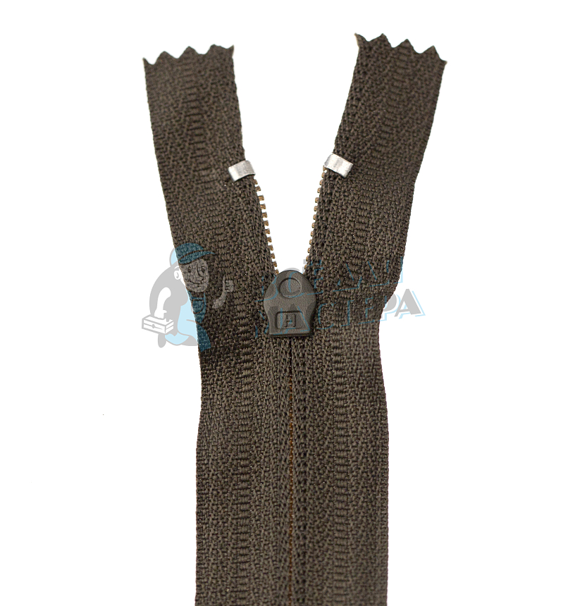 Молния спиральная (витая), Т-4 20см, неразъёмная, цв.хаки 328