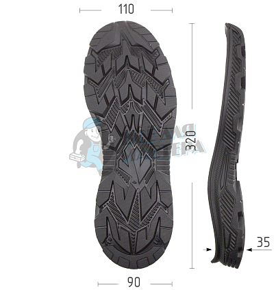 Подошва муж. "BORIS", р.44, цв.ченый