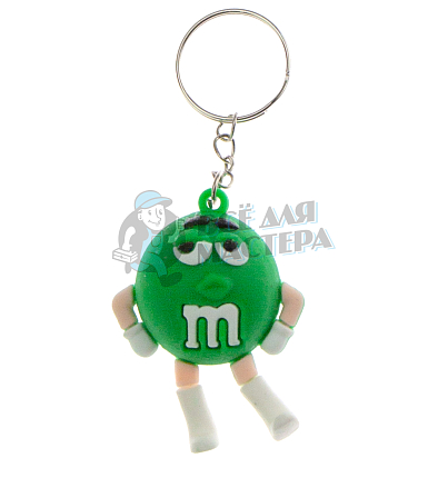 Брелок для ключей "M&M" цв.зеленый с кольцом