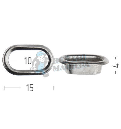 Люверсы овал 10мм сталь цв никель 