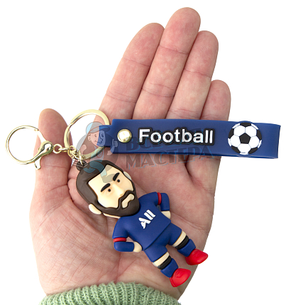 Брелок для ключей "Football", Месси цв.синий + карабин