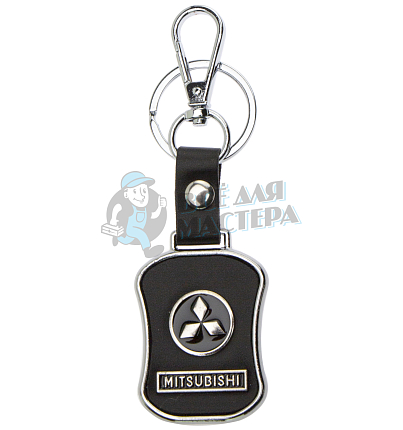 Авто карабин с кольцом для ключей MITSUBISHI Экокожа Гладкий