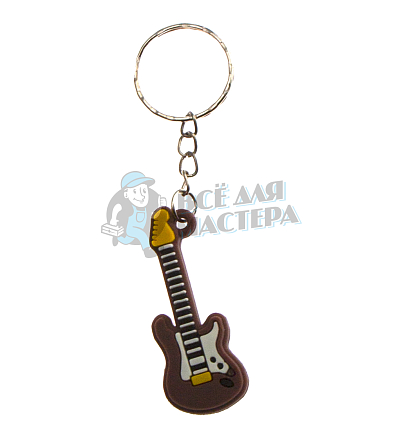 Брелок для ключей "Гитара" цв.коричневый с кольцом