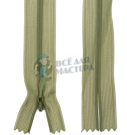 Молния спиральная (витая), Т-3 50см, потайная, неразъёмная, цв.хаки 263 - Чертеж