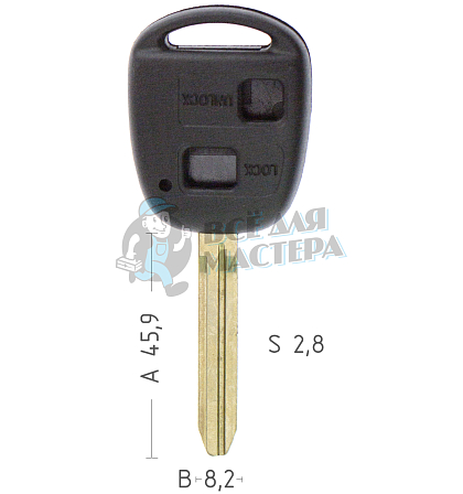 Корпус ключа MLTOYO15P3 2 кнопки TOYOTA - Чертеж
