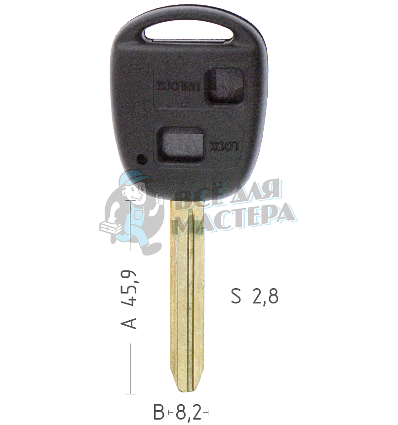 Корпус ключа MLTOYO15P3 2 кнопки TOYOTA