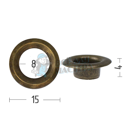Люверсы №5, 8мм, сталь, цв. антик