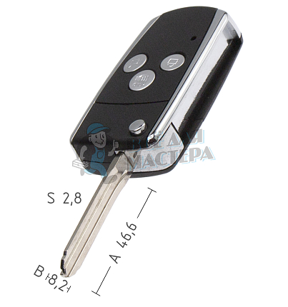 Корпус выкидного ключа TOYO-15.P TOY43P TY51P TY37RP79 TR47P КНР 3 кнопки TOYOTA КНР