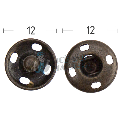 Кнопка пришивная 12мм латунь цв антик