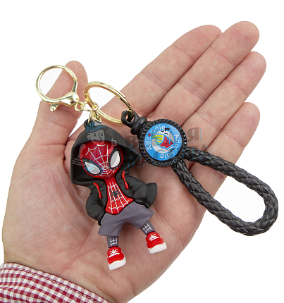 Брелок для ключей "Человек-Паук" цв.чёрный+ карабин