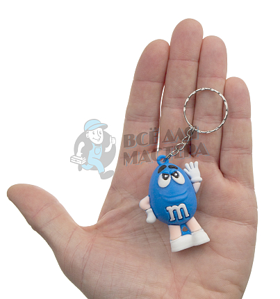 Брелок для ключей "M&M" цв.синий с кольцом