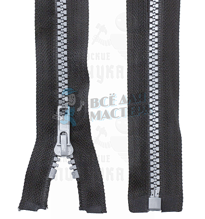 Молния тракторная, тип 5, 50см, цв. черный 322 / серый