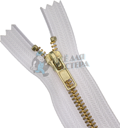 Молния металлическая джинсовая тип 5 18см н/р цв 101 зв латунь