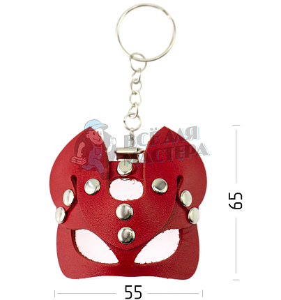 Брелок Кошечка прокрашенный на цепочке с кольцом, цв.красный