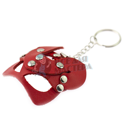 Брелок Кошечка прокрашенный на цепочке с кольцом, цв.красный