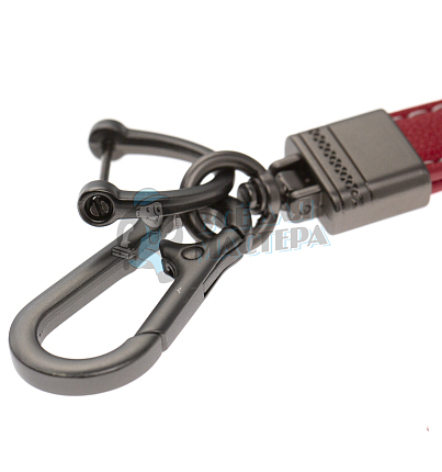 Кожаный брелок для ключей с карабином, красный