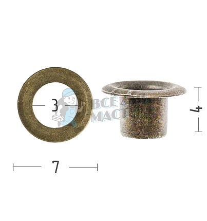 Люверсы №17, 3мм, сталь, цв. антик