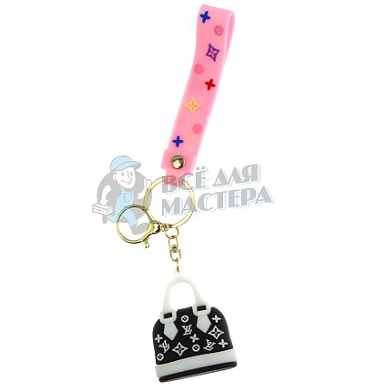 Брелок для ключей сумка "Луи Витон" + карабин и ремешок, цв.черный