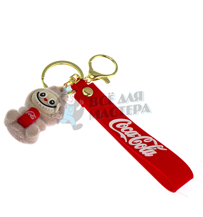 Брелок для ключей "LABUBU" с колой + карабин, цв. бежевый 