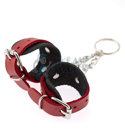 Брелок Наручники, цв.черно-красный