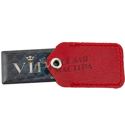 Чехол брелок прямоугольный с карабином, цв.красный 