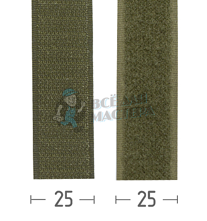 Лента-липучка контактная "Велькро" - 25мм, хаки