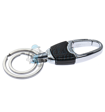 Карабин чёрный с двумя кольцами для ключей овальный