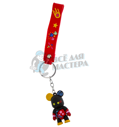 Брелок для ключей "Мишка Бербик" + ремешок, цв.черный 