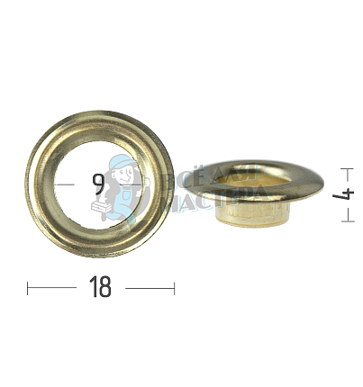 Люверсы №24, 9мм, сталь, цв. золото