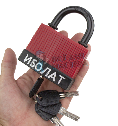 Навесной замок "ИБОЛАТ" 80мм (красный)