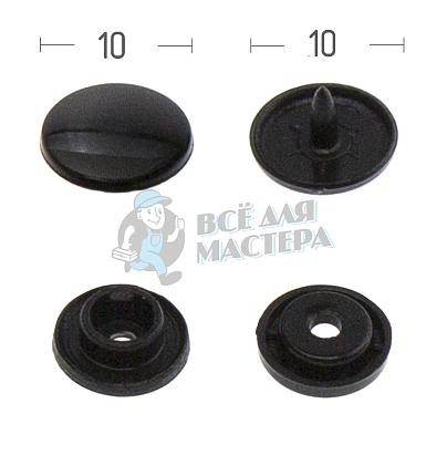 Кнопка пластиковая 10мм цв черный стандарт
