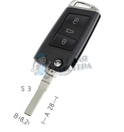 Корпус ключа c лезвием MLHUHAAP4 Volkswagen, 3 кнопки