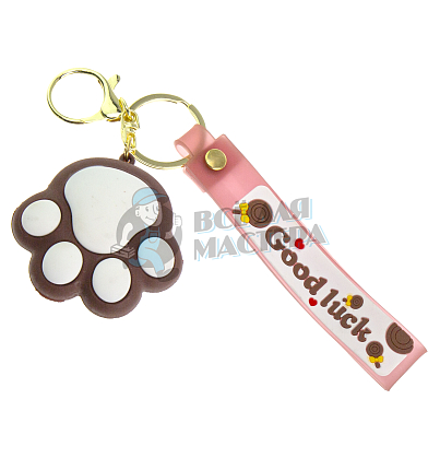 Брелок для ключей "Лапка" цв.коричневый + карабин