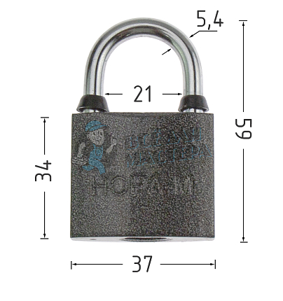 Навесной замок НОРА-М 3H-212 38мм (3кл)