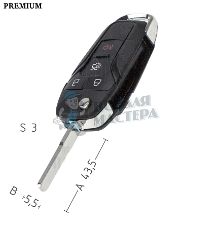 Корпус FO-24  HU101  HF65P FORD 3кн+паника  КНР - Чертеж