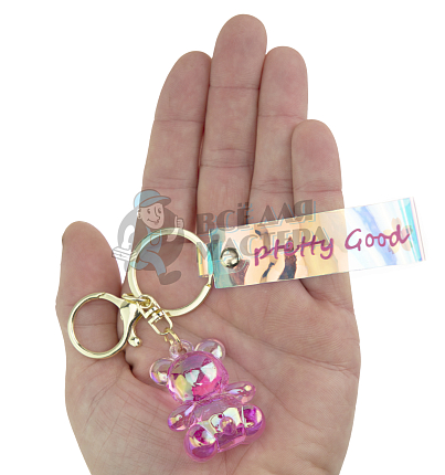 Брелок для ключей "Мишка" + карабин, цв.фуксия