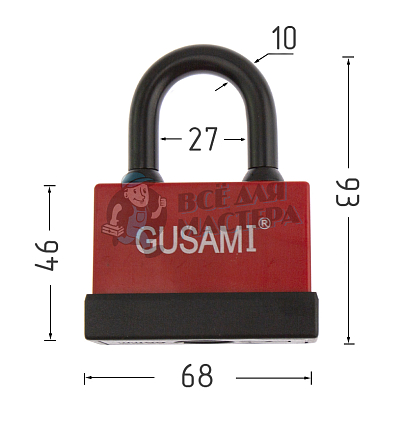 Навесной замок GUSAMI 68мм (красный)