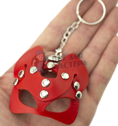 Брелок Кошечка прокрашенный на цепочке с кольцом, цв.красный