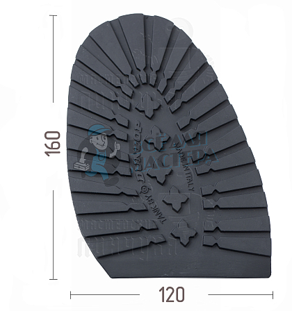 Проф. формованная "Dunlop Tank" р.43-44. Черный, 5мм - Чертеж