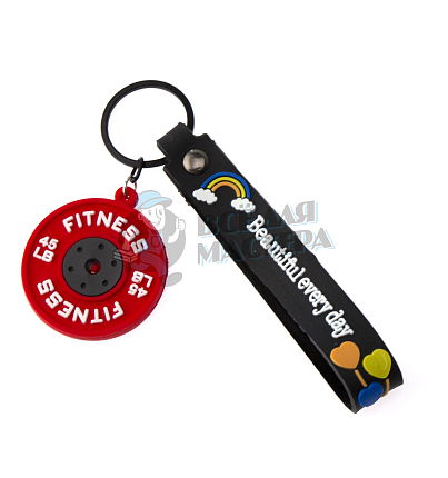 Брелок для ключей "FITNESS" Блин для штанги, диск "45LB", цв.красный