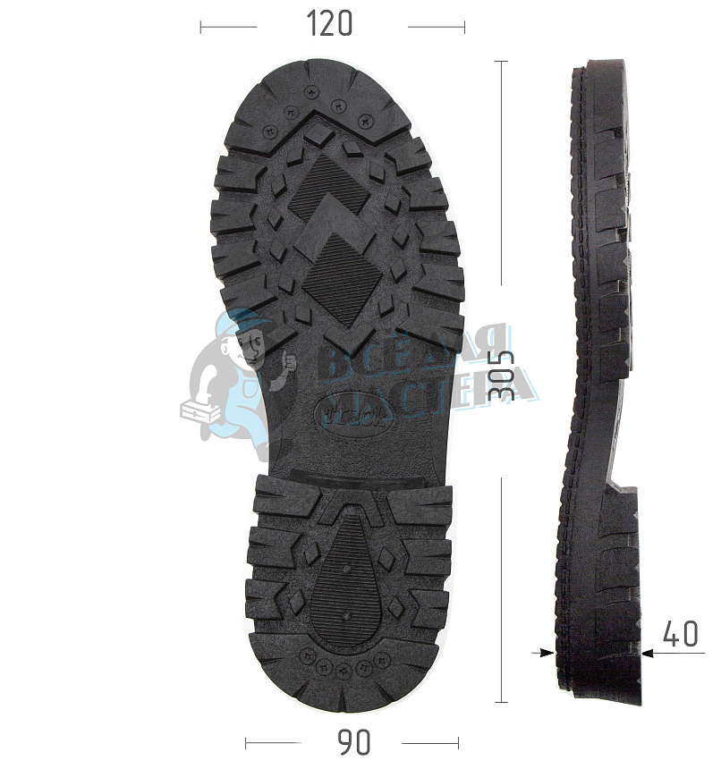 Подошва муж. "Track", Киров 33065-М р. 41, цв. черный