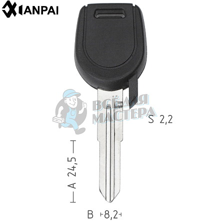 Авто с местом под чип TPX  TP00MIT-12P  MIT8T0  T00MIT7P КНР  ///  MITSUBISHI - Чертеж
