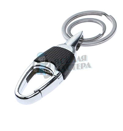 Карабин чёрный с двумя кольцами для ключей овальный