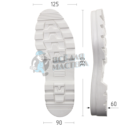 Подошва муж. Киров 115-М р. 45, цв. белый