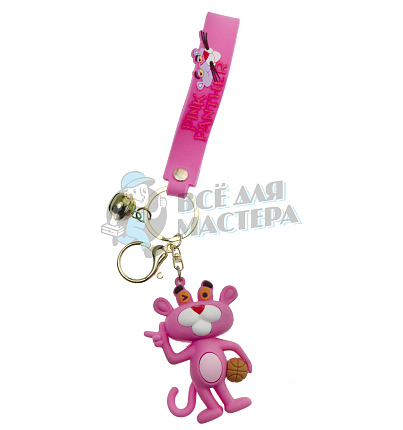 Брелок для ключей "Розовая пантера COOL" колокольчик + карабин