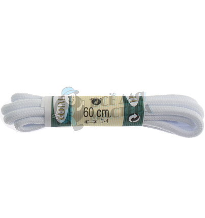 Шнурок белый, круглый стандартный 60 см (Art.405)