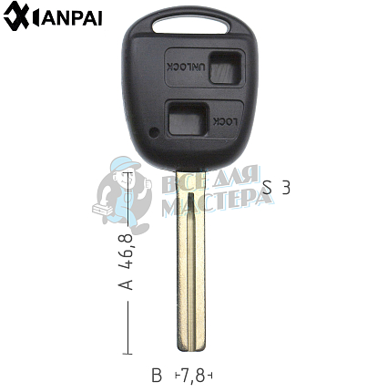 Корпус ключа TOYO-18P TOY40P TY43P 2 кнопки средний КНР  LEXUS