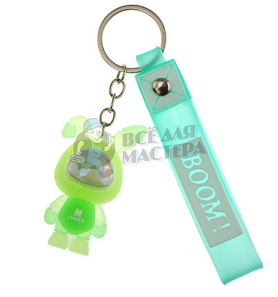 Брелок для ключей Заяц "LUCKY BOOM"  цв. зеленый + ремешок