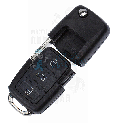 Корпус выкидного ключа HU-HAA.P1 HU66 HF55P65 3 кнопки квадрат. КНР   VOLKSWAGEN