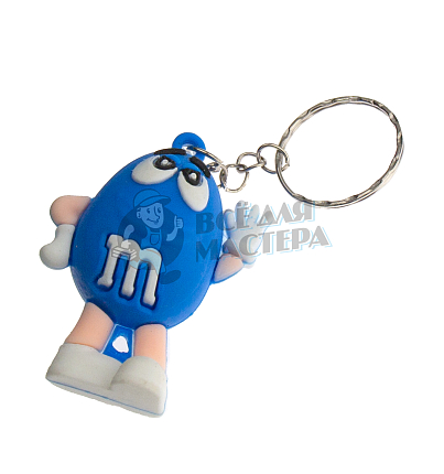 Брелок для ключей "M&M" цв.синий с кольцом